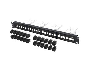 Unshielded Discrete Distribution Module Panel, Cat 6, SL, 1U, 24 port, Black