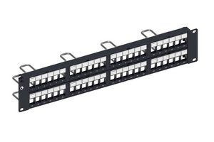 Shielded Discrete Distribution Module Panel, SL, 2U, 48 port, Black