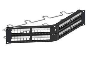Unshielded Angled Discrete Distribution Module Panel, SL, 2U, 48 port, Black