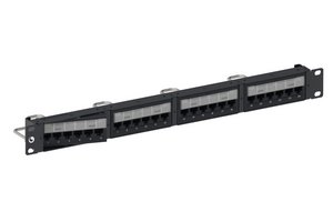 Unshielded Dynamic Angled Distribution Module Panel, Cat 6, 1U, 24 port, Black