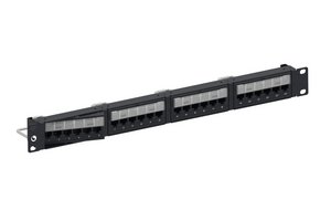 Unshielded Dynamic Angled Distribution Module Panel, Cat 6A, 1U, 24 port, Black