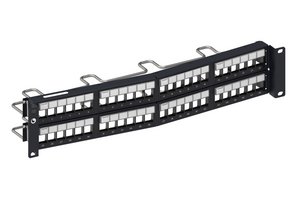 Unshielded Recessed Angled Discrete Distribution Module Panel, SL, 2U, 48 port, Black