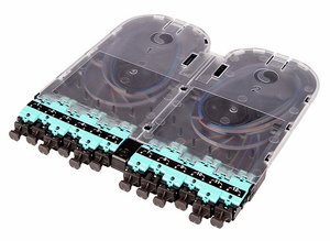 EHD Multimode OM4 Splice Cassette, 24LC with dust plugs and ribbon pigtails