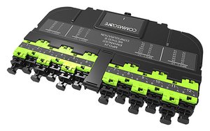 EHD ULL Multimode OM5 Wideband MPO-24 distribution module, 24LC to 1x24f MPOs unpinned, dust plugs