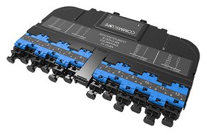 EHD ULL Singlemode MPO-12 distribution module, 24LC to 2x12f MPOs unpinned, dust plugs