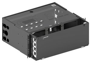 EPX 4U fixed panel, accepts (12) LGX/PNL style splice cassettes, modules or panels, providing up to 144 dup…