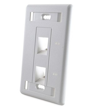 Faceplate, 2 port, angled, flush mount, alpine white