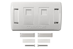 Faceplate Kit, Decorator SL series, 2-port, with shutter and label, white