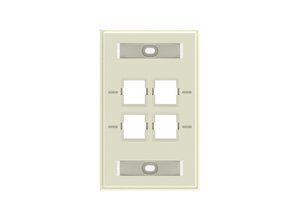 Faceplate Kit, Labelled, 1-gang, 4 port, light almond