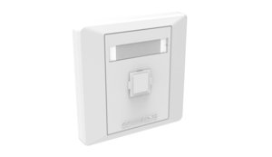 Faceplate Kit, universal, one port, British Standard style, unshuttered, white