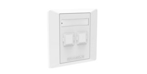 Faceplate Kit, universal, two ports, British Standard style, unshuttered, white