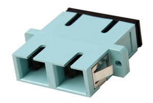 Fiber Optic Duplex Adapter, Multimode, SC/UPC, aqua