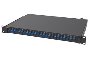 Fiber Optic Termination/Splice Panel, 1U, 19 in, 24 SC simplex adapter, singlemode, black