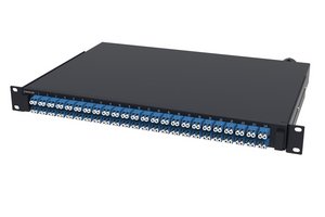 Fiber Optic Termination/Splice Panel, 1U, 19 in, 48 LC duplex adapter, singlemode, black
