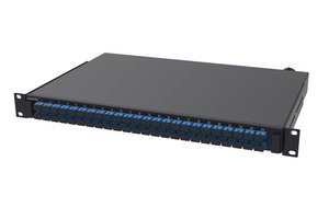 Fiber Optic Termination/Splice Panel, 1U, 19 in, 48 SC simplex adapter, singlemode, black