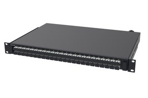 Fiber Optic Termination/Splice Panel, 1U, 19 in, 48 SC simplex adapter, multimode, black