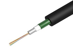 Fiber OSP cable, PE, Gel-filled Central Tube, CST, 6 fiber, Multimode OM3, Meters jacket marking, Black jac…