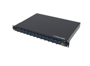 FMS Panel, 1U, 19 in, black, Includes 12 x SC SM Duplex Adaptors (24F), 24 x SM SC Pigtails. 24 x Splice pr…