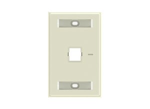 Faceplate Kit, Labelled, 1-gang, 1 port, light almond