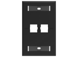 Faceplate Kit, Universal, Labelled, 1-gang, 2 port, electric black