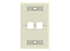 Faceplate Kit, Labelled, 1-gang, 2 port, light almond