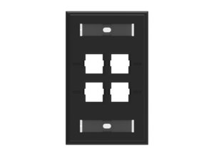 Faceplate Kit, Labelled, 1-gang, 4 port, electric black