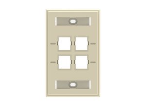 Faceplate Kit, Labelled, 1-gang, 4 port, electric ivory