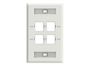 Faceplate Kit, Labelled, 1-gang, 4 port, electric white