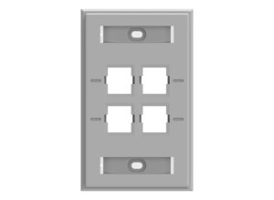Faceplate Kit, Labelled, 1-gang, 4 port, electric gray