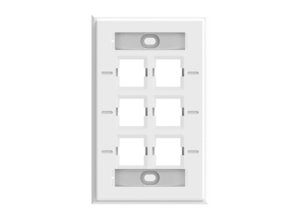 Faceplate Kit, Labelled, 1-gang, 6 port, pro white