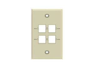 Faceplate Kit, no label, 1-gang, 4 port, electric almond