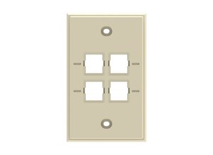 Faceplate Kit, no label, 1-gang, 4 port, electric ivory