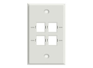 Faceplate Kit, no label, 1-gang, 4 port, electric white