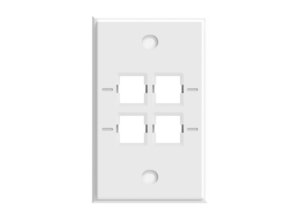 Faceplate Kit, no label, 1-gang, 4 port, pro white