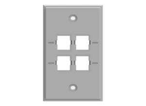 Faceplate Kit, no label, 1-gang, 4 port, electric gray