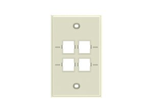 Faceplate Kit, no label, 1-gang, 4 port, light almond