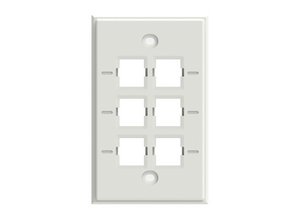 Faceplate Kit, no label, 1-gang, 6 port, electric white
