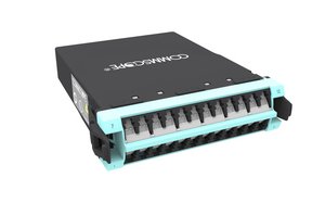 G2 MPOptimate® Multimode OM4 MPO-24 Distribution Module, 24LC to 1x24f MPO pinned , internal shutters