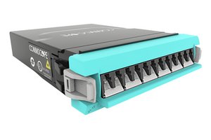 G2 ULL Multimode OM4 MPO-12 Distribution Module, 12LC to 1X12f MPOs unpinned, internal shutters