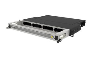 High Density 1U modular cassette fixed Panel, accepts (4) G2 modules or MPO panels, providing up to 48 dupl…