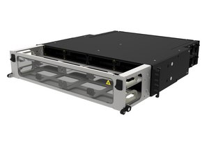High Density 2U modular cassette sliding Panel, accepts (8) G2 modules or MPO panels, providing up to 96 du…