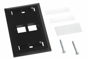 L Type Flush Mounted Faceplate, 2 port, black