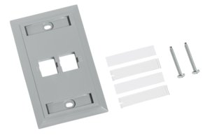 L Type Flush Mounted Faceplate, 2 port, gray