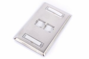 Stainless Steel Type Flush Mounted Faceplate, two port