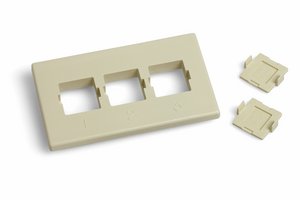 M13C Type Furniture Faceplate, three port ivory