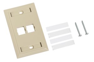 L Type Flush Mounted Faceplate, 2 port, ivory