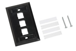 L Type Flush-Mounted Faceplate, 3 port, black