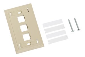 L Type Flush-Mounted Faceplate, 3 port, ivory