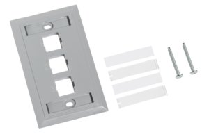 L Type Flush-Mounted Faceplate, 3 port, gray