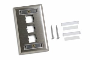 M13SP-L 3-port Single Gang Stainless Steel Faceplate with Label